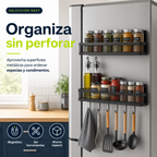 Estante magnético organizador para especias instalado sin perforar en refrigerador