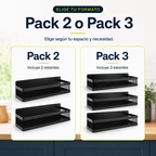 Comparación visual entre Pack 2 y Pack 3 de estantes magnéticos